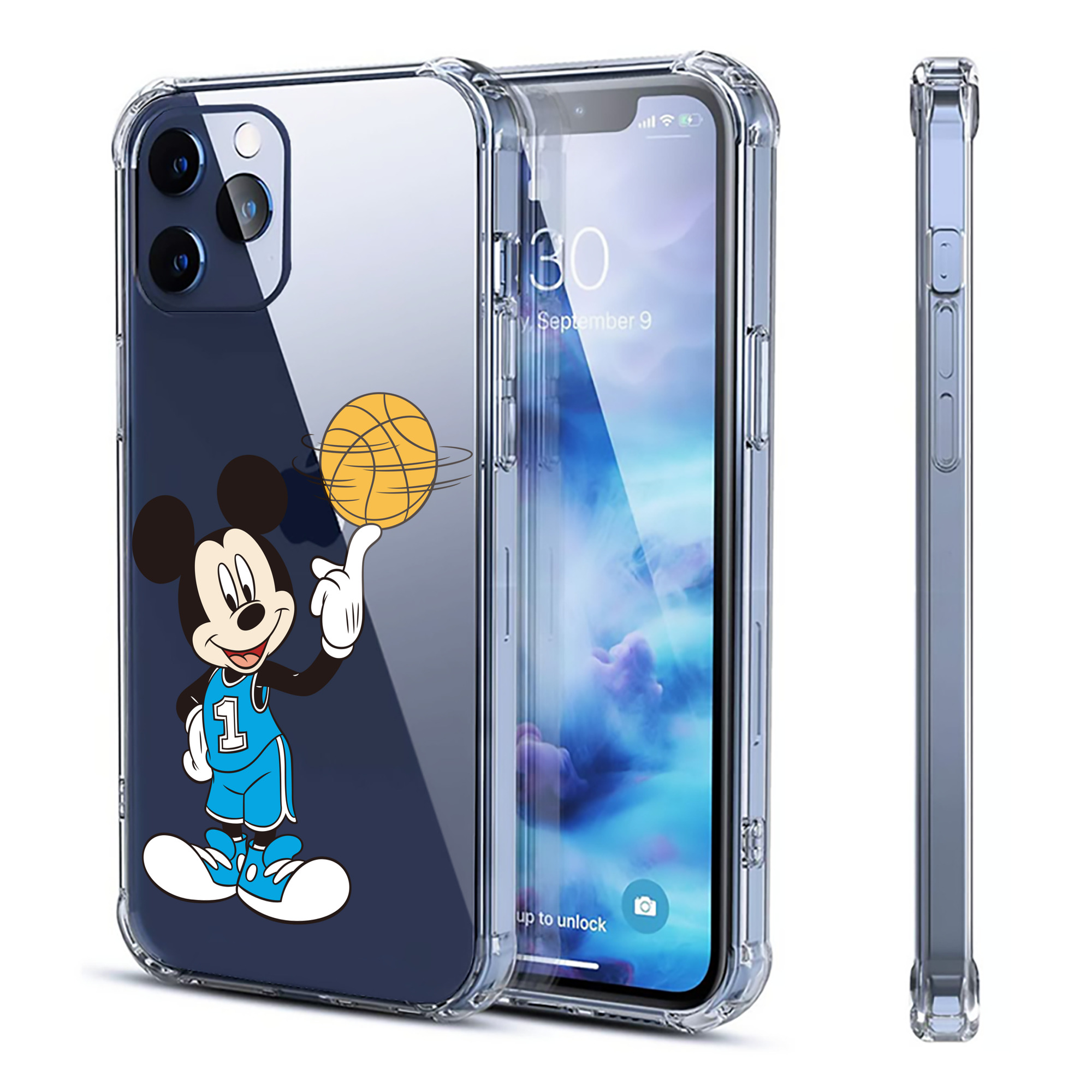 （画像用） ミッキーマウス Mickey Mouse 【iPhone 12シリーズ対応】透明スマホケース（クリアソフトケース）